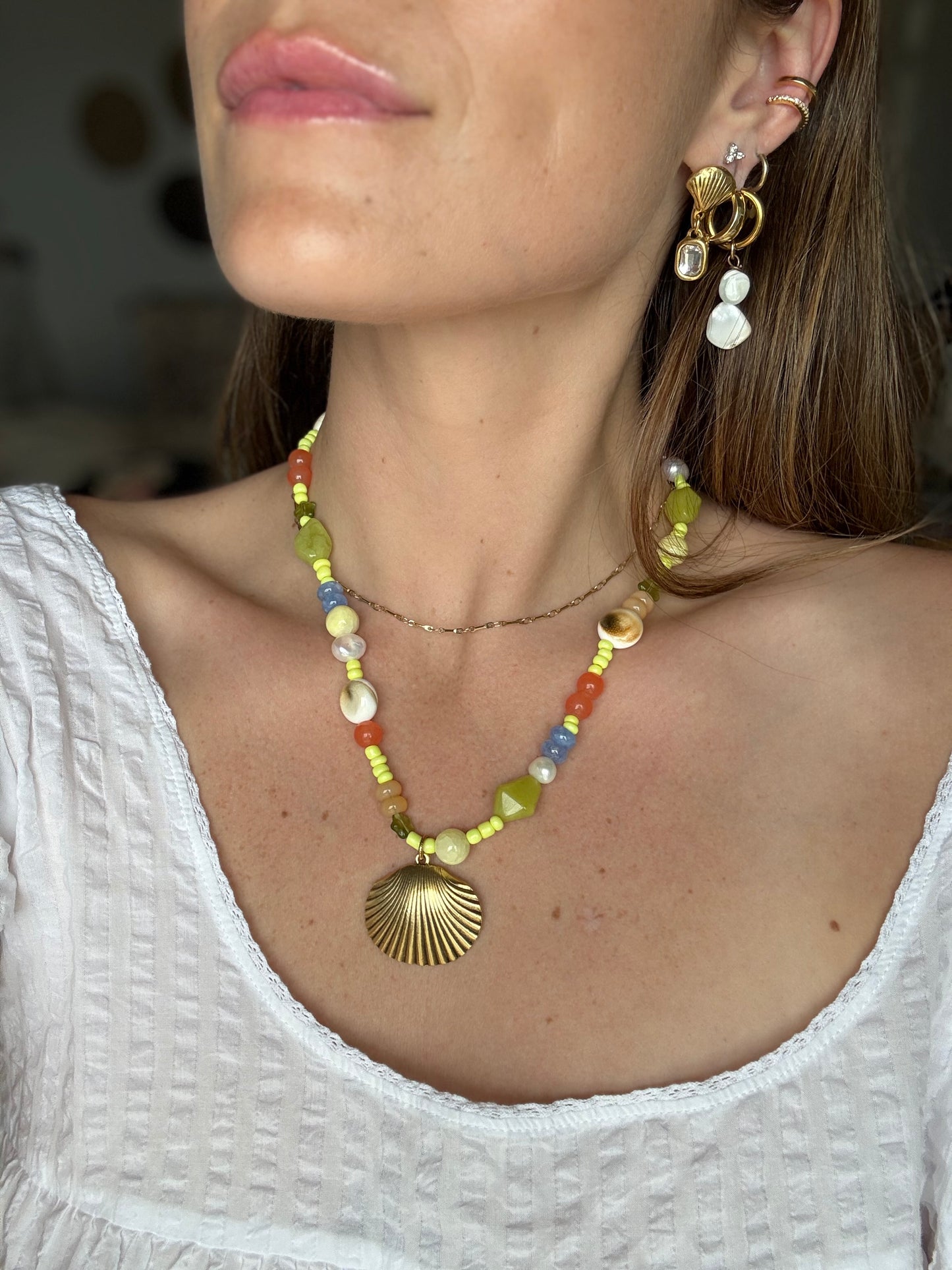 Cruz Beaded Shell Necklace